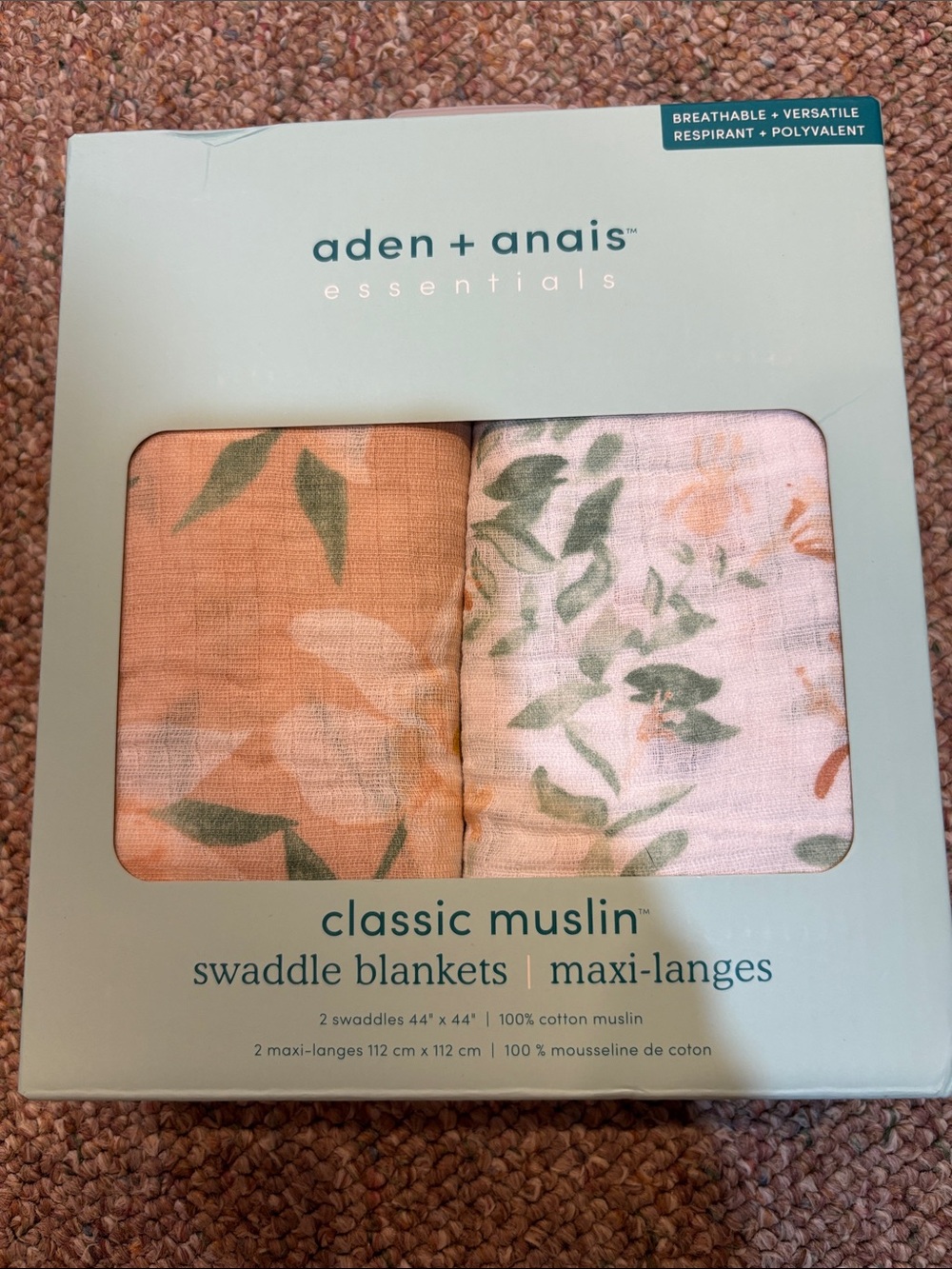 Aden + Anais Classic Muslin Swaddle Blankets. Set of 2.